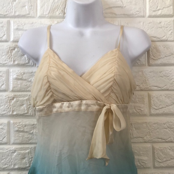 Bebe ombré ivory aqua Silk blouse - Picture 3 of 6
